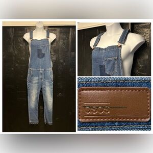ASOS Blue Denim Overalls Womens Size 32x28 (Tag 32x32) Medium Wash‎ Jeans Bib